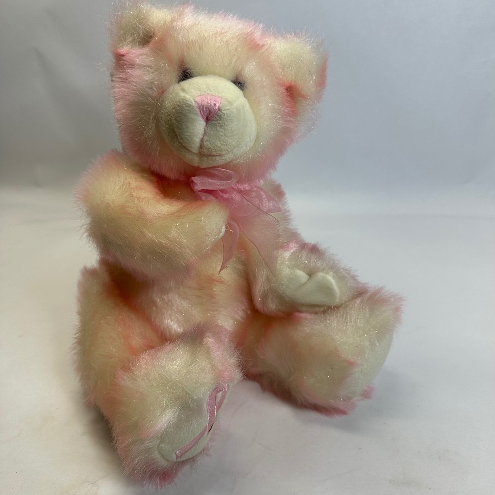 Build-A-Bear Pink Ribbon Breast Cancer Awareness Plush Teddy Bear Marbled Fur